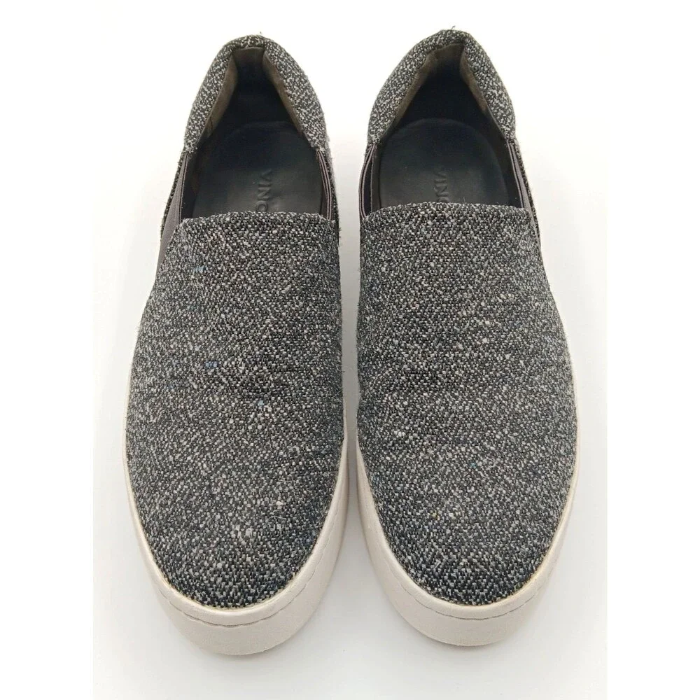 Vince Warren Sneakers Shoes Wm 8.5 Gray Tweed Slip On Platform Nautical Preppy